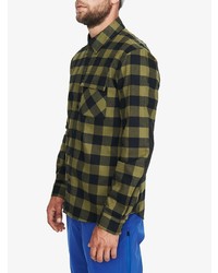 Мужская оливковая рубашка с длинным рукавом в мелкую клетку от Aztech Mountain