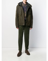 Мужская оливковая рубашка с длинным рукавом в шотландскую клетку от Barbour