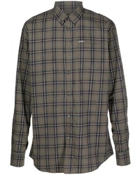 Мужская оливковая рубашка с длинным рукавом в шотландскую клетку от DSQUARED2