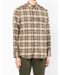 Мужская оливковая рубашка с длинным рукавом в шотландскую клетку от Polo Ralph Lauren