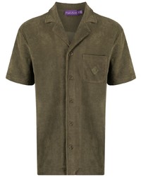 Мужская оливковая рубашка с длинным рукавом с вышивкой от Ralph Lauren Purple Label