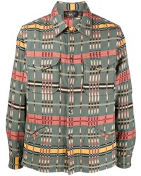 Мужская оливковая рубашка с длинным рукавом с геометрическим рисунком от Ralph Lauren RRL