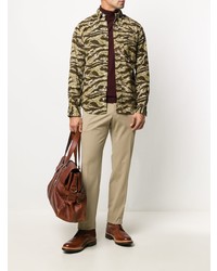 Мужская оливковая рубашка с длинным рукавом с камуфляжным принтом от Gitman Vintage