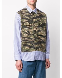 Мужская оливковая рубашка с длинным рукавом с камуфляжным принтом от Junya Watanabe MAN