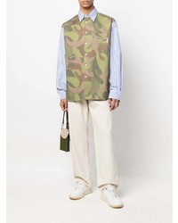 Мужская оливковая рубашка с длинным рукавом с камуфляжным принтом от Marni