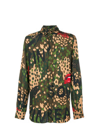 Мужская оливковая рубашка с длинным рукавом с камуфляжным принтом от Vivienne Westwood