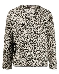 Мужская оливковая рубашка с длинным рукавом с леопардовым принтом от Clot