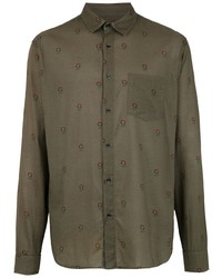 Мужская оливковая рубашка с длинным рукавом с принтом от OSKLEN