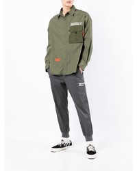 Мужская оливковая рубашка с длинным рукавом от AAPE BY A BATHING APE