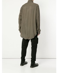 Мужская оливковая рубашка с длинным рукавом от Julius