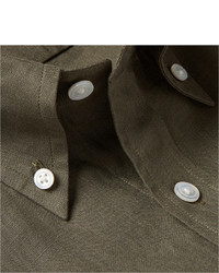 Мужская оливковая рубашка с длинным рукавом от Dunhill