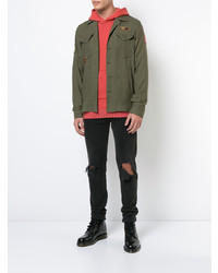 Мужская оливковая рубашка с длинным рукавом от Amiri