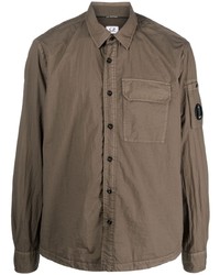 Мужская оливковая рубашка с длинным рукавом от C.P. Company