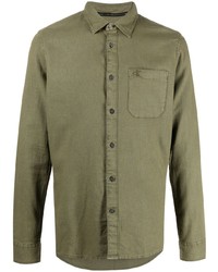 Мужская оливковая рубашка с длинным рукавом от Calvin Klein Jeans