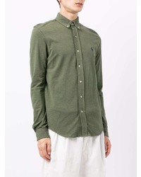 Мужская оливковая рубашка с длинным рукавом от Polo Ralph Lauren