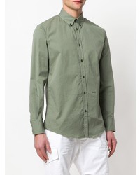 Мужская оливковая рубашка с длинным рукавом от DSQUARED2