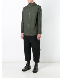 Мужская оливковая рубашка с длинным рукавом от By Walid