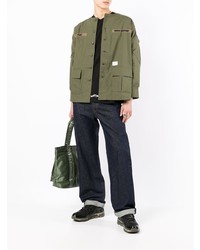 Мужская оливковая рубашка с длинным рукавом от WTAPS