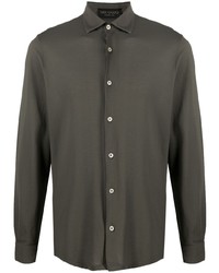 Мужская оливковая рубашка с длинным рукавом от Dell'oglio