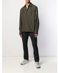 Мужская оливковая рубашка с длинным рукавом от Lanvin