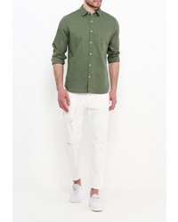 Мужская оливковая рубашка с длинным рукавом от Gap