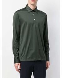 Мужская оливковая рубашка с длинным рукавом от Kiton