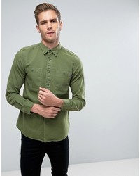 Мужская оливковая рубашка с длинным рукавом от Jack Wills