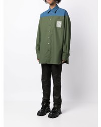 Мужская оливковая рубашка с длинным рукавом от Raf Simons