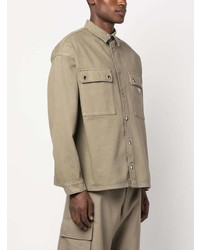 Мужская оливковая рубашка с длинным рукавом от Prada