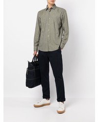 Мужская оливковая рубашка с длинным рукавом от BOSS