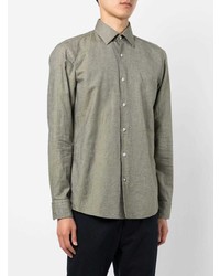 Мужская оливковая рубашка с длинным рукавом от BOSS