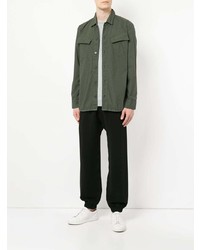 Мужская оливковая рубашка с длинным рукавом от GUILD PRIME