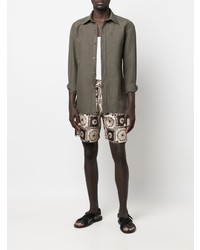 Мужская оливковая рубашка с длинным рукавом от Tom Ford