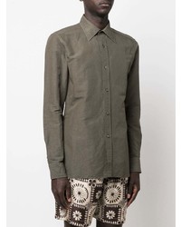 Мужская оливковая рубашка с длинным рукавом от Tom Ford