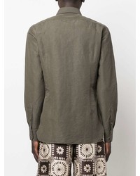 Мужская оливковая рубашка с длинным рукавом от Tom Ford