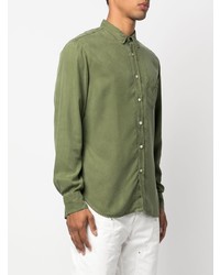 Мужская оливковая рубашка с длинным рукавом от Officine Generale