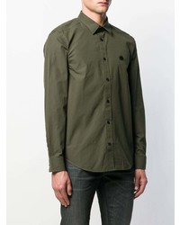 Мужская оливковая рубашка с длинным рукавом от Diesel