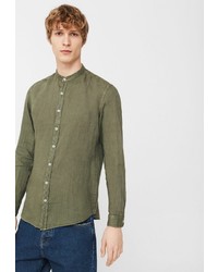 Мужская оливковая рубашка с длинным рукавом от Mango Man