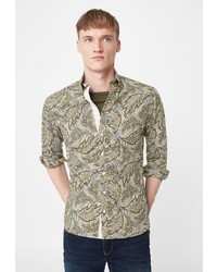 Мужская оливковая рубашка с длинным рукавом от Mango Man