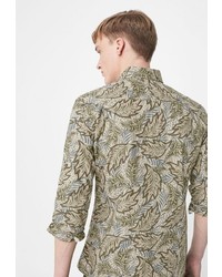 Мужская оливковая рубашка с длинным рукавом от Mango Man