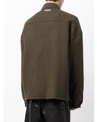 Мужская оливковая рубашка с длинным рукавом от We11done