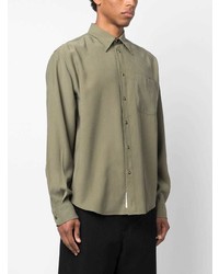 Мужская оливковая рубашка с длинным рукавом от 4SDESIGNS
