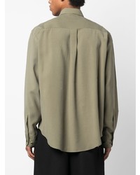 Мужская оливковая рубашка с длинным рукавом от 4SDESIGNS