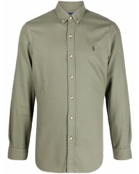 Мужская оливковая рубашка с длинным рукавом от Polo Ralph Lauren
