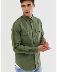 Мужская оливковая рубашка с длинным рукавом от PS Paul Smith