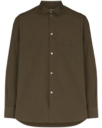 Мужская оливковая рубашка с длинным рукавом от Studio Nicholson