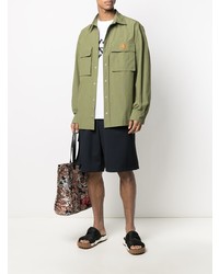 Мужская оливковая рубашка с длинным рукавом от Kenzo