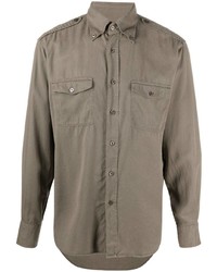 Мужская оливковая рубашка с длинным рукавом от Tom Ford