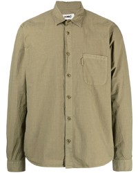 Мужская оливковая рубашка с длинным рукавом от YMC
