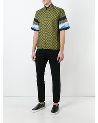 Мужская оливковая рубашка с коротким рукавом в клетку от Givenchy